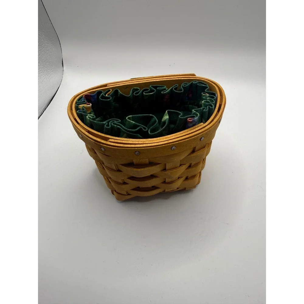 Longaberger Wall Basket Small Brown Excellent 1998 Handwoven Wood Green Liner